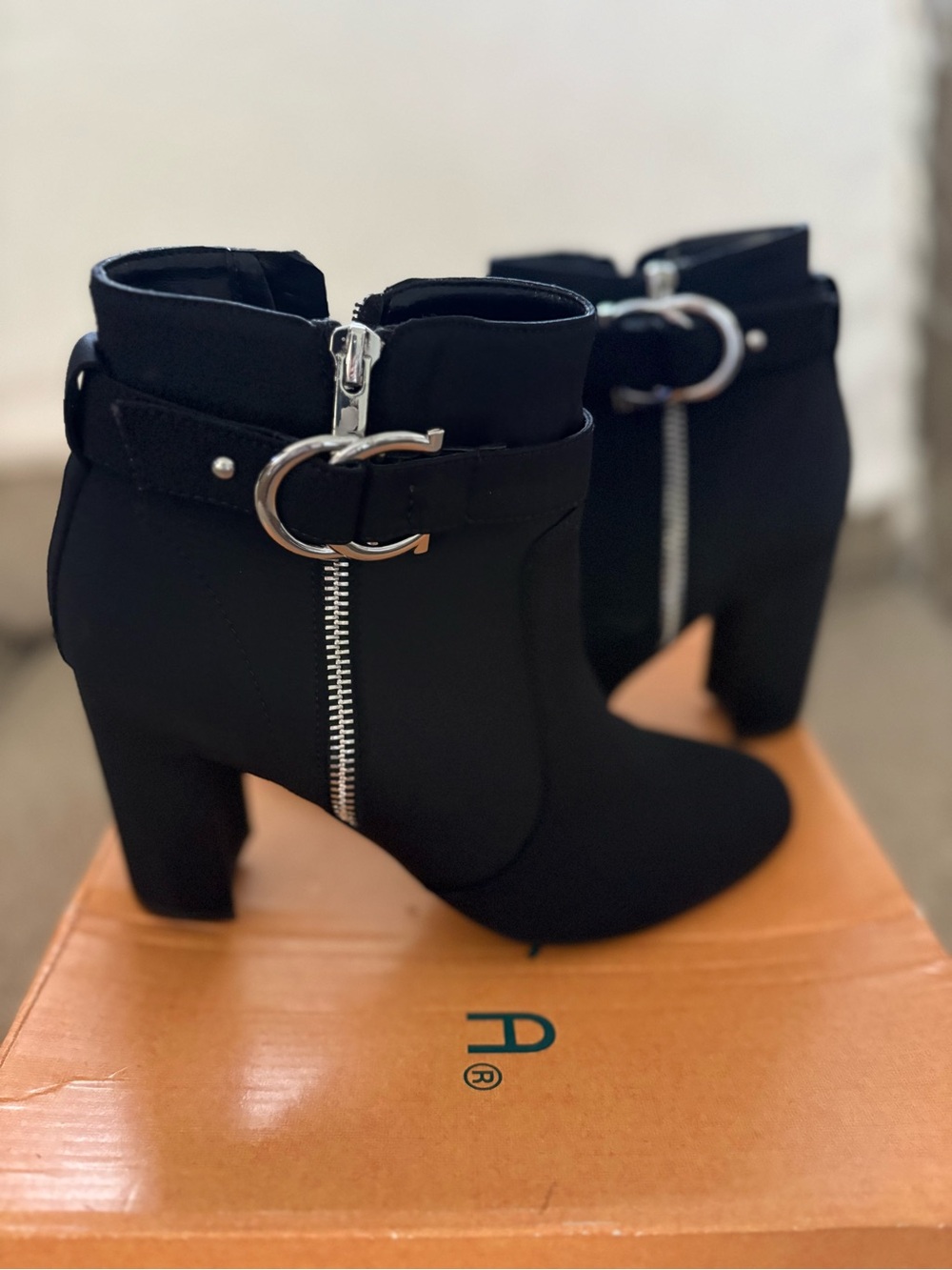 Women's Black Zip & Buckle Ankle Boots